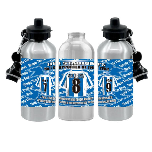 Wigan Personalised Football Shirt Silver Aluminium Two Lid Unisex Water Bottle Gift
