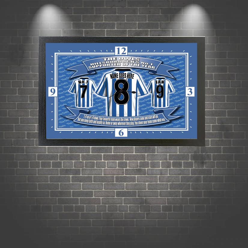Sheff Wed Personalised Football Shirt Clock Gift Present