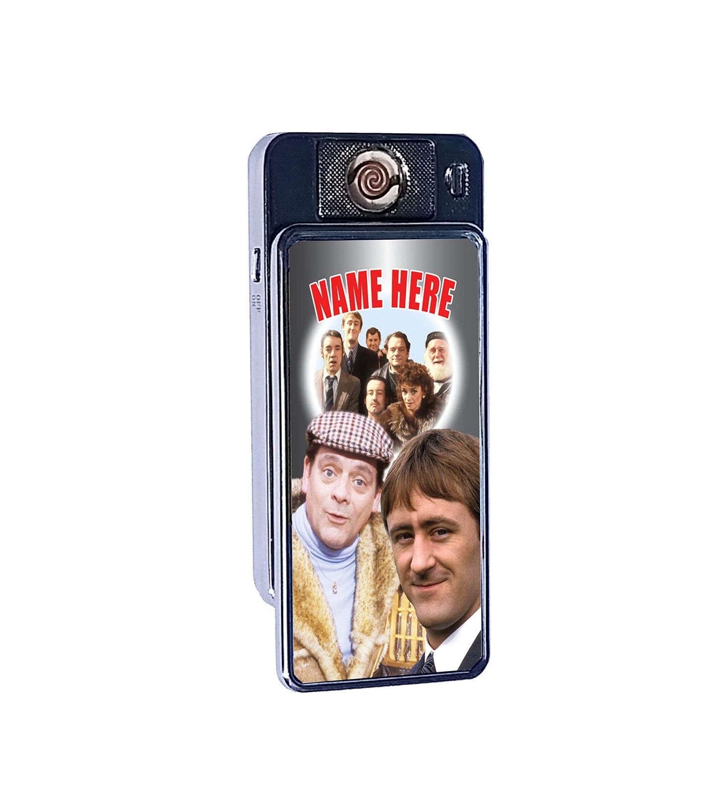 Only Fools Del Boy Trotter Icon Personalised Rechargeable Gift Boxed Silver Metal USB Lighter