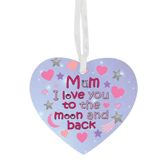 Mum I Love You To The Moon & Back Hanging Heart Ceramic Keepsake Gift (More Relative Options Are Also Available)