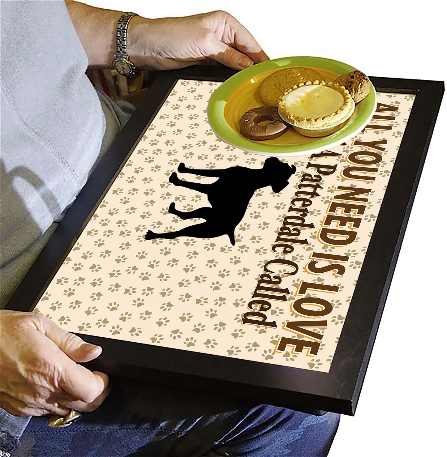 All You Need Is Love and a Patterdale Personalised Dog Breed Cushion Lap Tray Bean Bag Gift