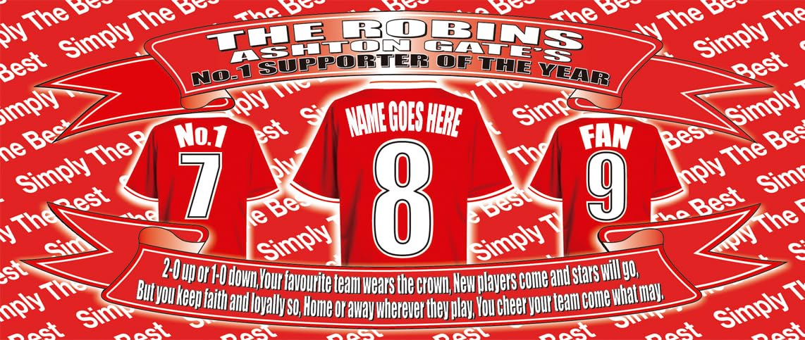 Bristol City Personalised Football Shirt Silver Aluminium Two Lid Unisex Water Bottle Gift