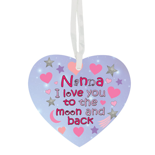 Nanna I Love You To The Moon & Back Hanging Heart Ceramic Keepsake Gift (More Relative Options Are Also Available)