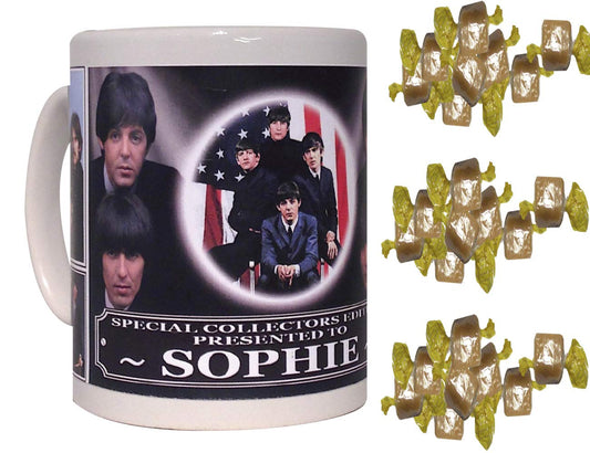 The Beatles Personalised Icon Gift Mug with Sweets
