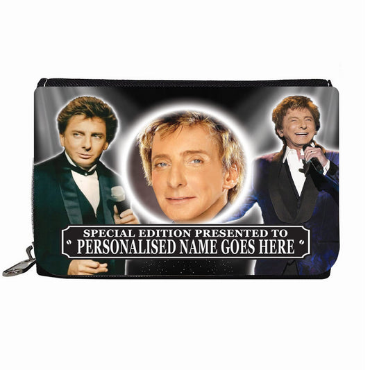 Barry M Personalised Icon Gift Purse Denim Blue Zip Coin Singer-Manilow