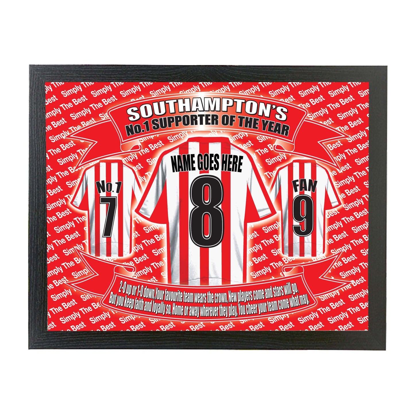 Southampton Football Shirt Personalised Picture Gift
