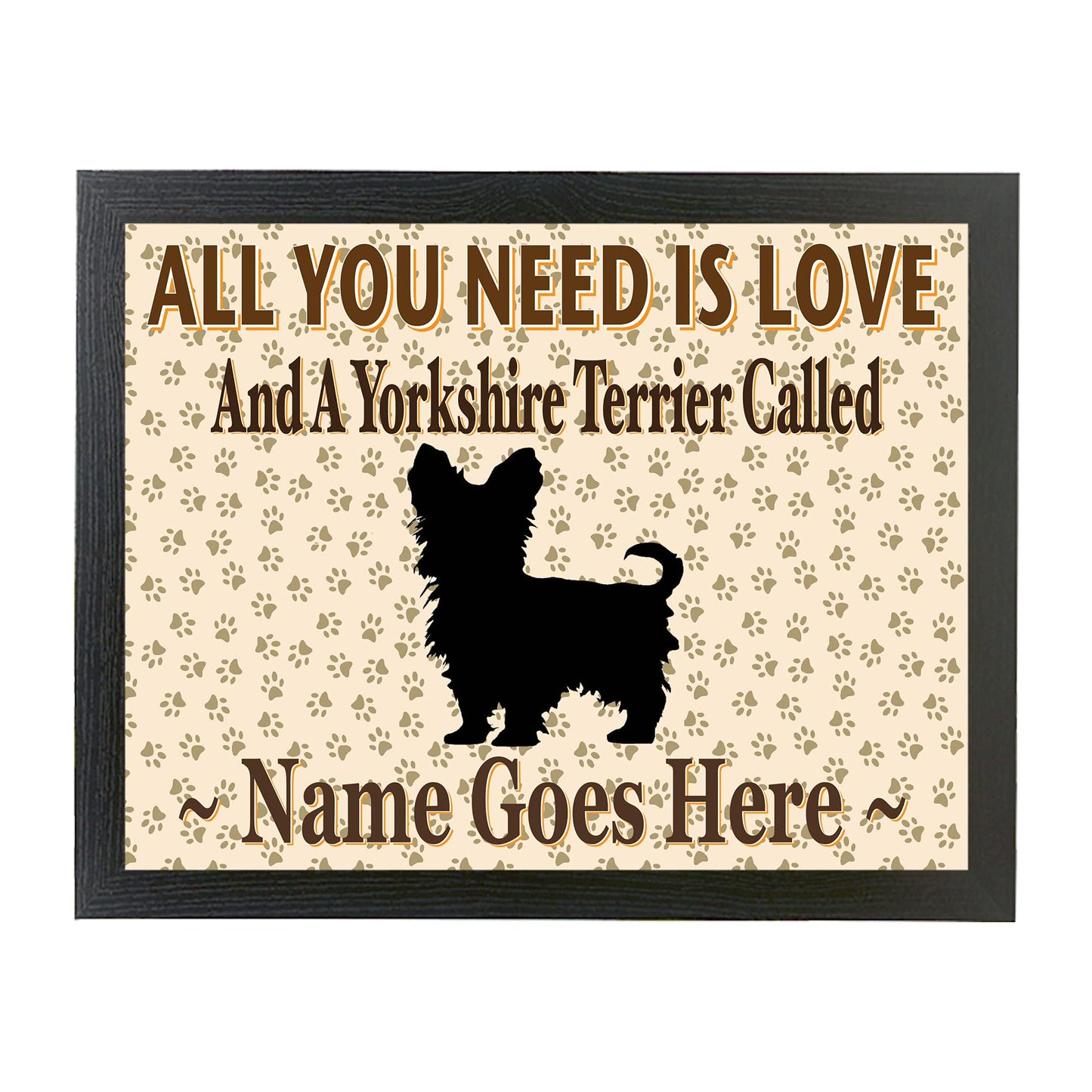 All You Need Is Love Yorkshire Terrier Personalised Dog Breed Cushion Lap Tray Bean Bag Gift