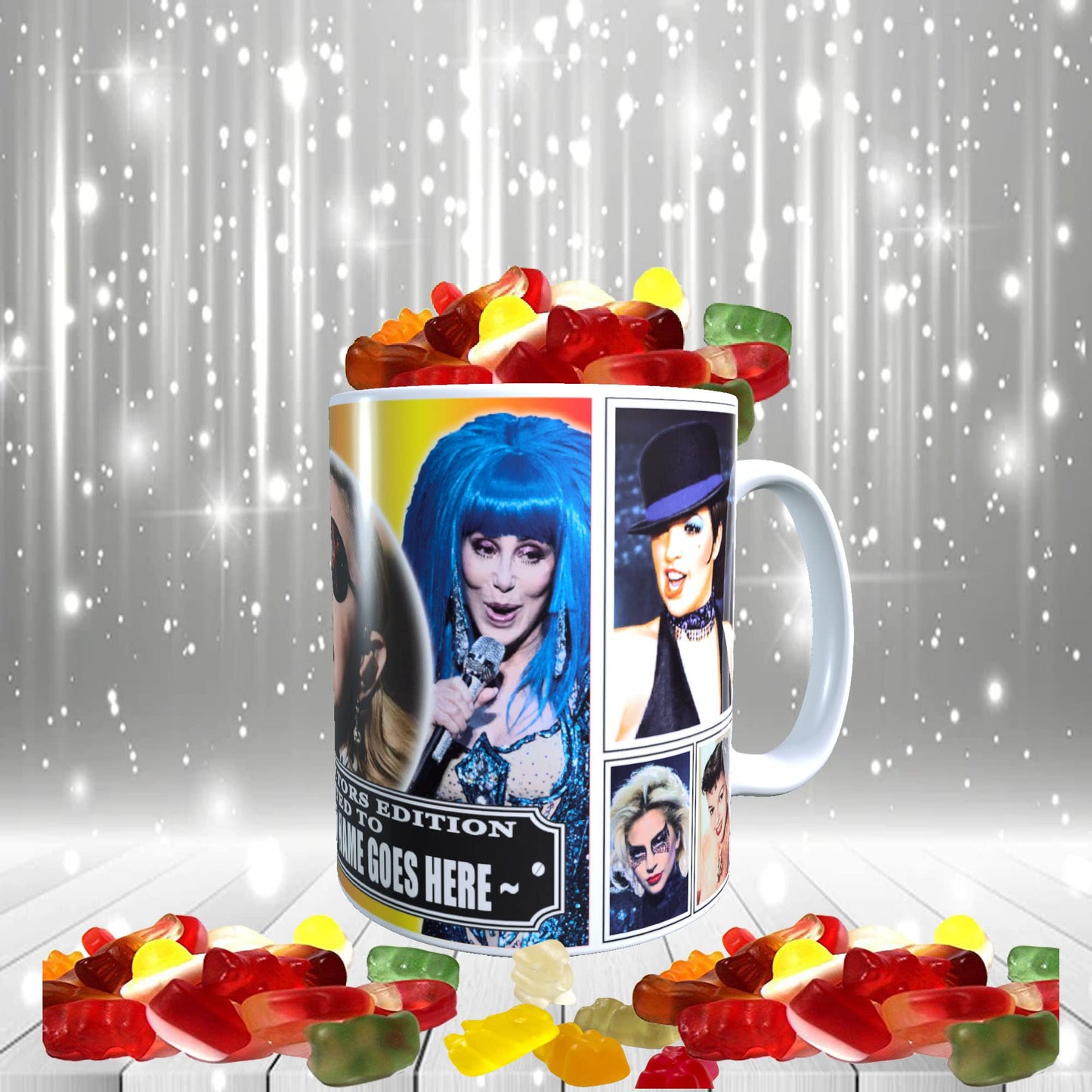 Diva Celebrity Icon Personalised Mug with Choice of Sweets Gift