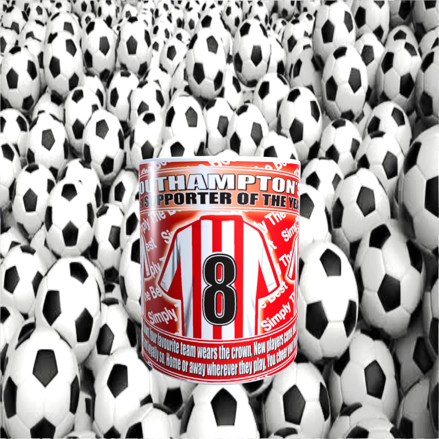 Southampton Football Team Shirt Mug Gift with Chocolate Footballs