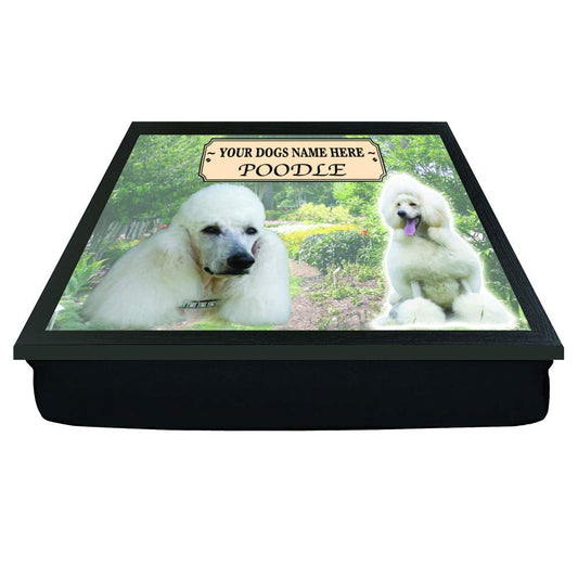 White Poodle Personalised Dog Breed Gift Lap Tray