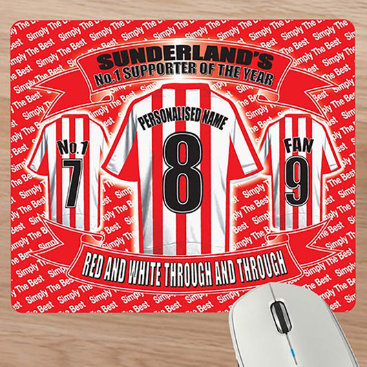 Sunderland Football Shirt Personalised Mouse Mat Gift