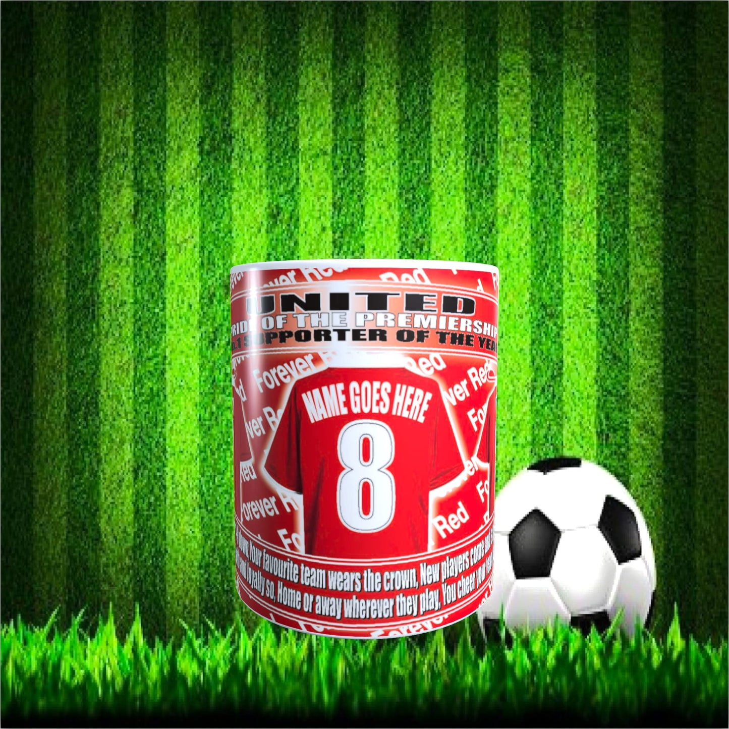 Manchester Reds Personalised Football Shirt Mug Gift with Chocolate Footballs