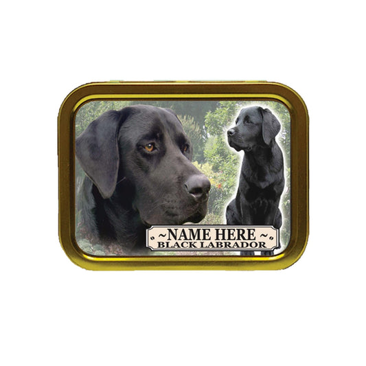 Black Labrador Dog Breed Personalised Tobacco Tin & Products Gift Set