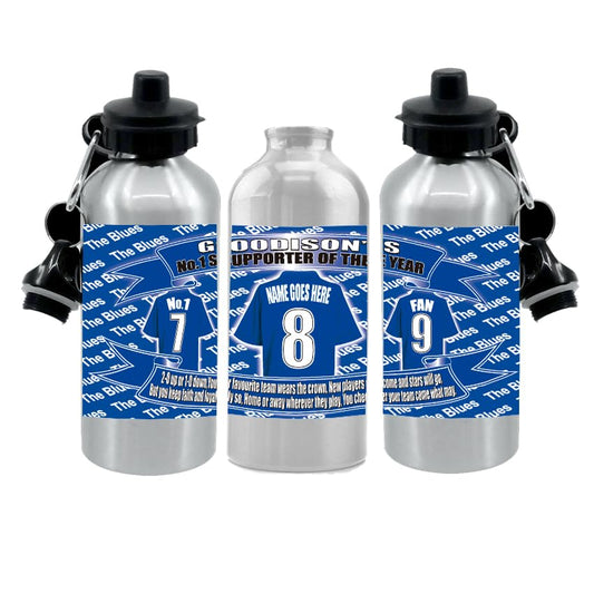 Toffees Ever(ton) Personalised Football Shirt Silver Aluminium Two Lid Unisex Water Bottle Gift
