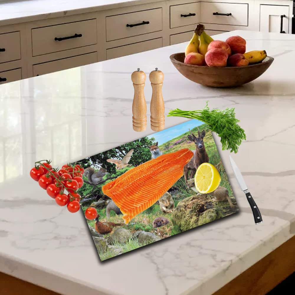 British Countryside Wildlife Animals Toughened Glass Heat Resistant Worktop Saver Cutting and Chopping Board Gift
