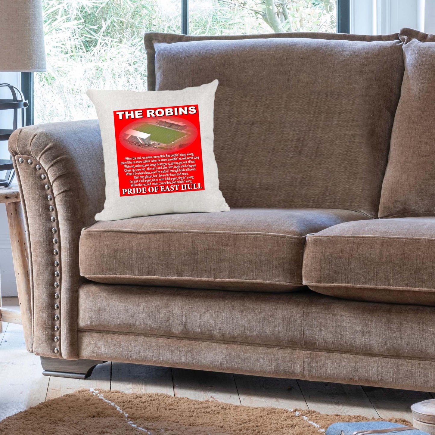 Hull Rugby Cushion Cover - The Robins Kingston Rovers League Team - Anthem Song Chant - Present Gift