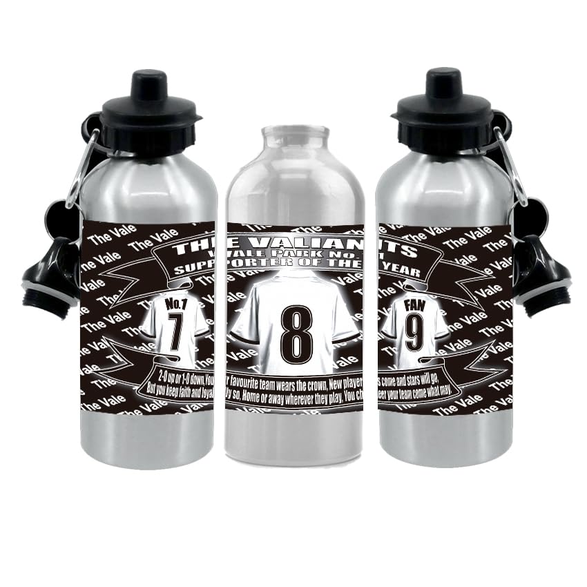 Port Vale Football Shirt Silver Aluminium Two Lid Unisex Water Bottle Gift