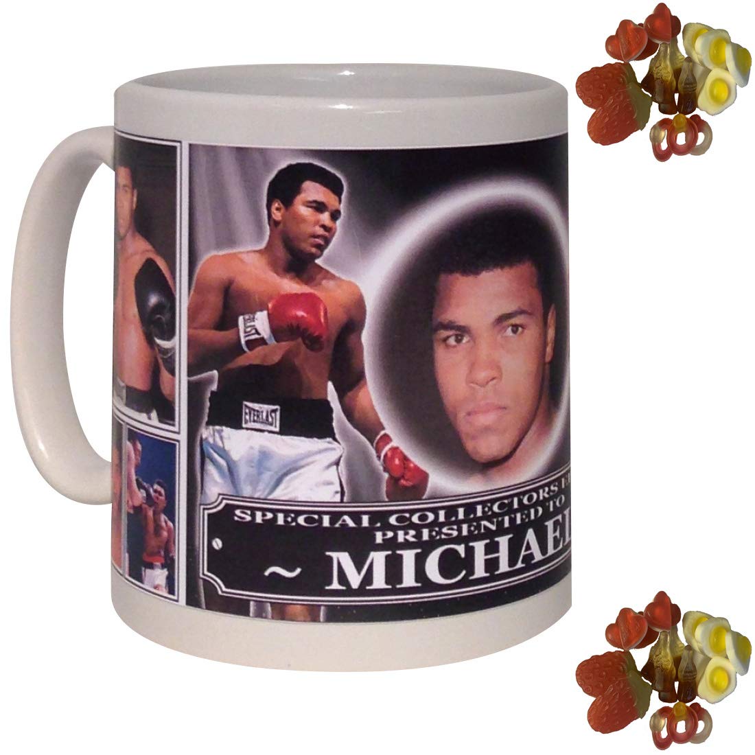 Muhammed Ali Personalised Icon Gift Mug with Sweets