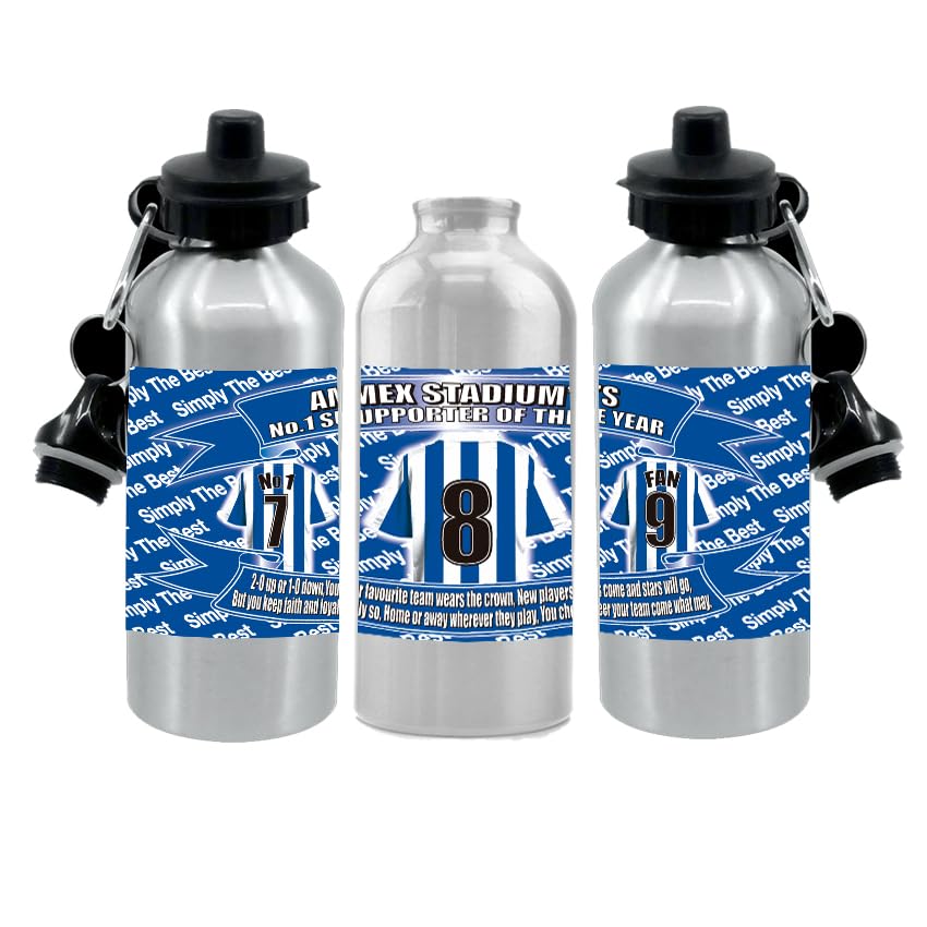 Seagulls Bright(on) Football Shirt Silver Aluminium Two Lid Unisex Water Bottle Gift