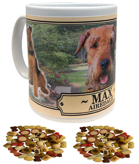 Airedale Terrier Personalised Dog Breed Gift Mug with Treats