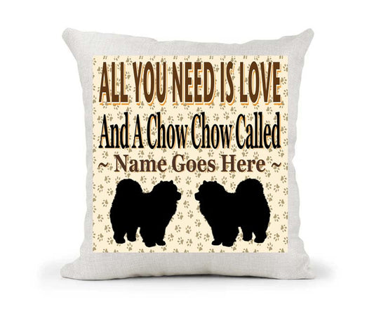 All You Need Is Love And A Chow Chow Personalised Country Canvas Style Cushion Cover Gift