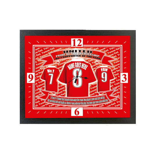 Manchester Reds Football Shirt Personalised Gift Clock
