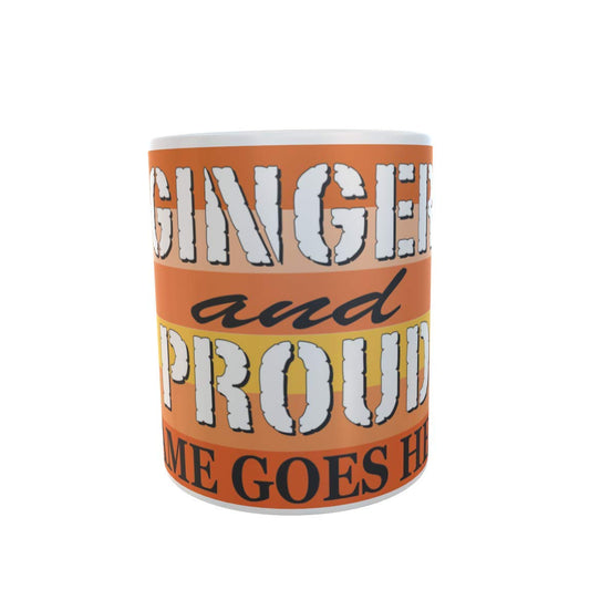 Ginger and Proud Rainbow Stripe Personalised Ceramic Gift Mug