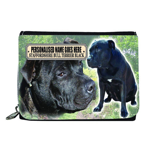 Black Staffordshire Staffy Bull Terrier Personalised Dog Breed Gift Purse