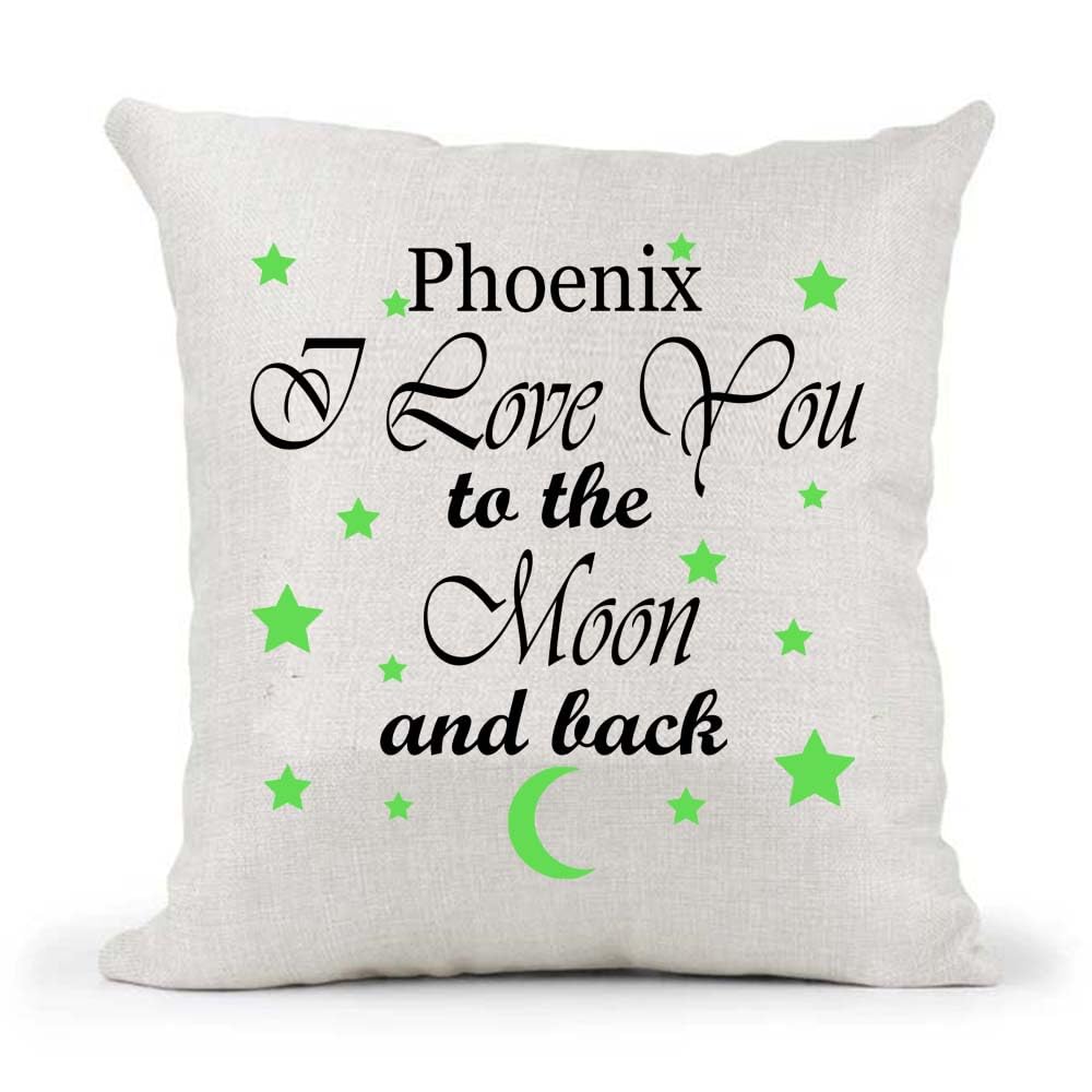 Personalised Your Name I love you to the moon and back poem Mother's Father's Day Birthday Present Country Canvas Style Cushion Cover Gift