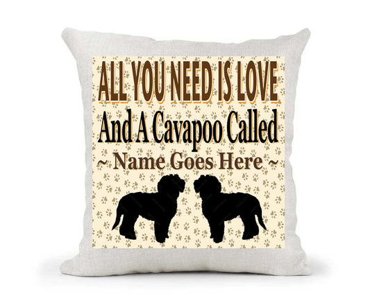 All You Need Is Love And A Personalised Cavapoo Country Canvas Style Cushion Cover Gift