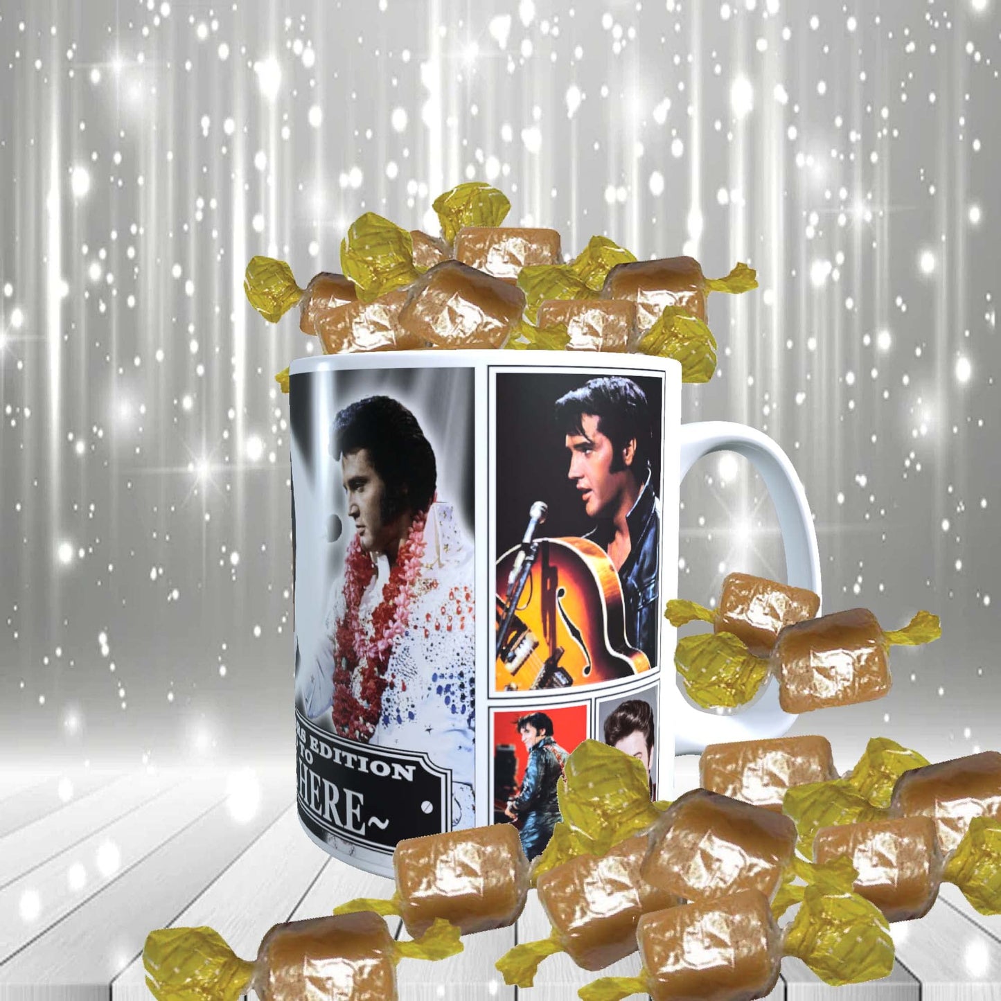 Presley King of Rock n Roll Personalised Music Icon Mug with Choice of Sweets Gift