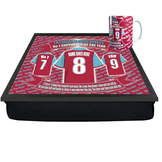 West H Personalised Football Club Shirt Lap Tray And Mug Gift Set