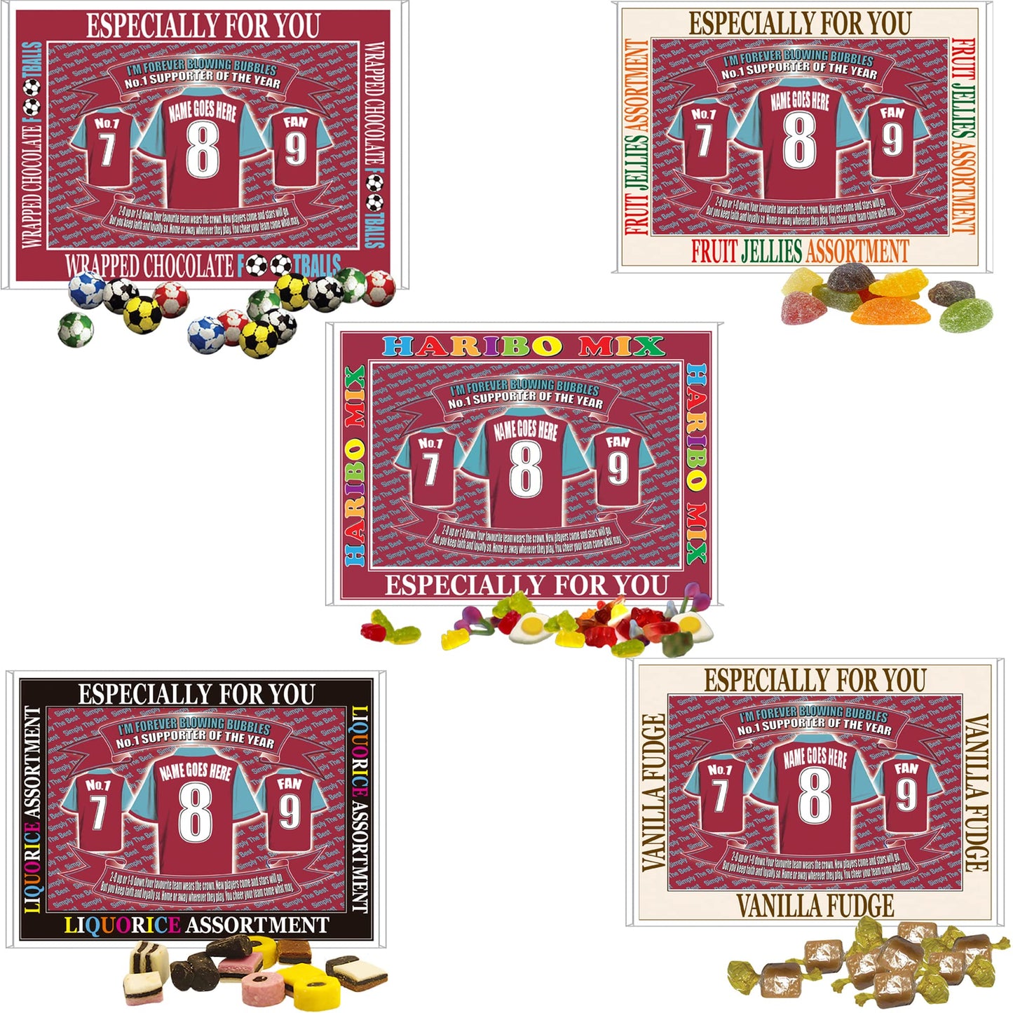 West H Utd Football Shirt Personalised Gift Boxed Sweets