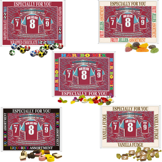 West H Utd Football Shirt Personalised Gift Boxed Sweets