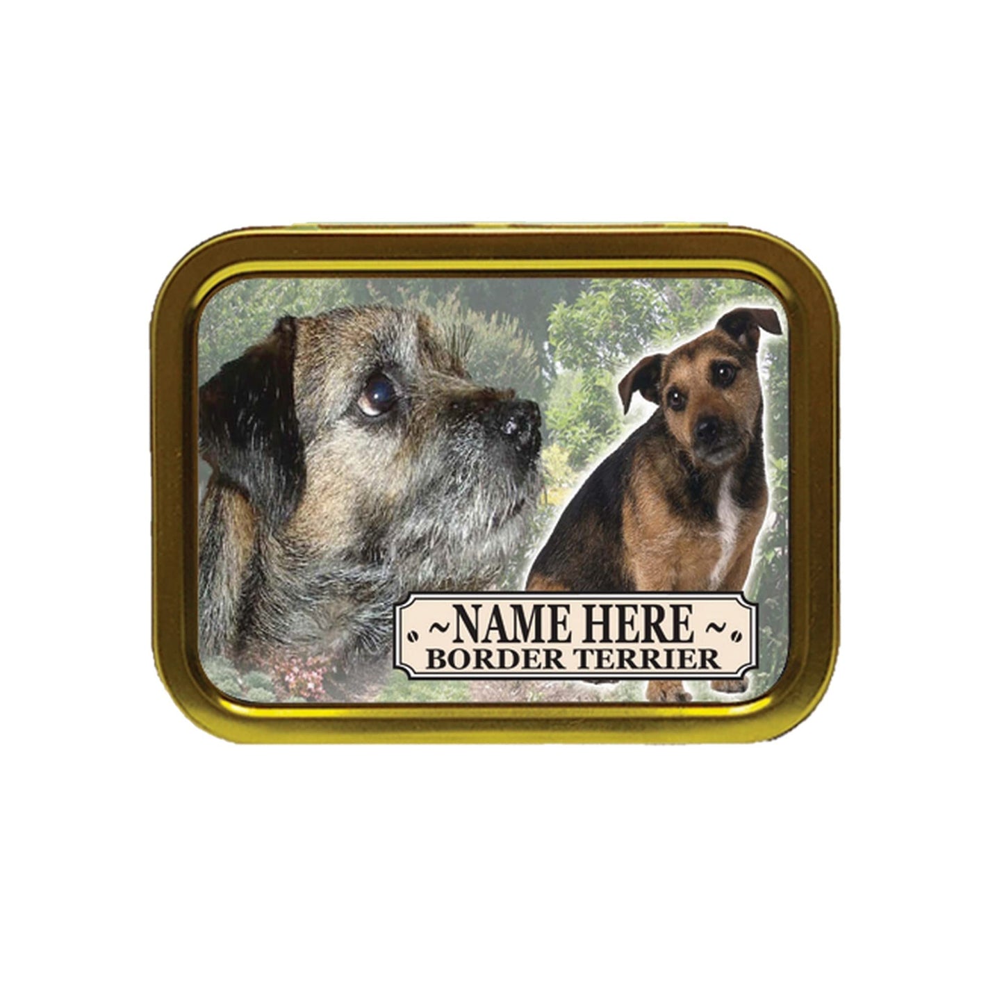 Border Terrier Dog Breed Personalised Tobacco Tin & Products Gift Set