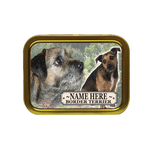 Border Terrier Dog Breed Personalised Tobacco Tin & Products Gift Set
