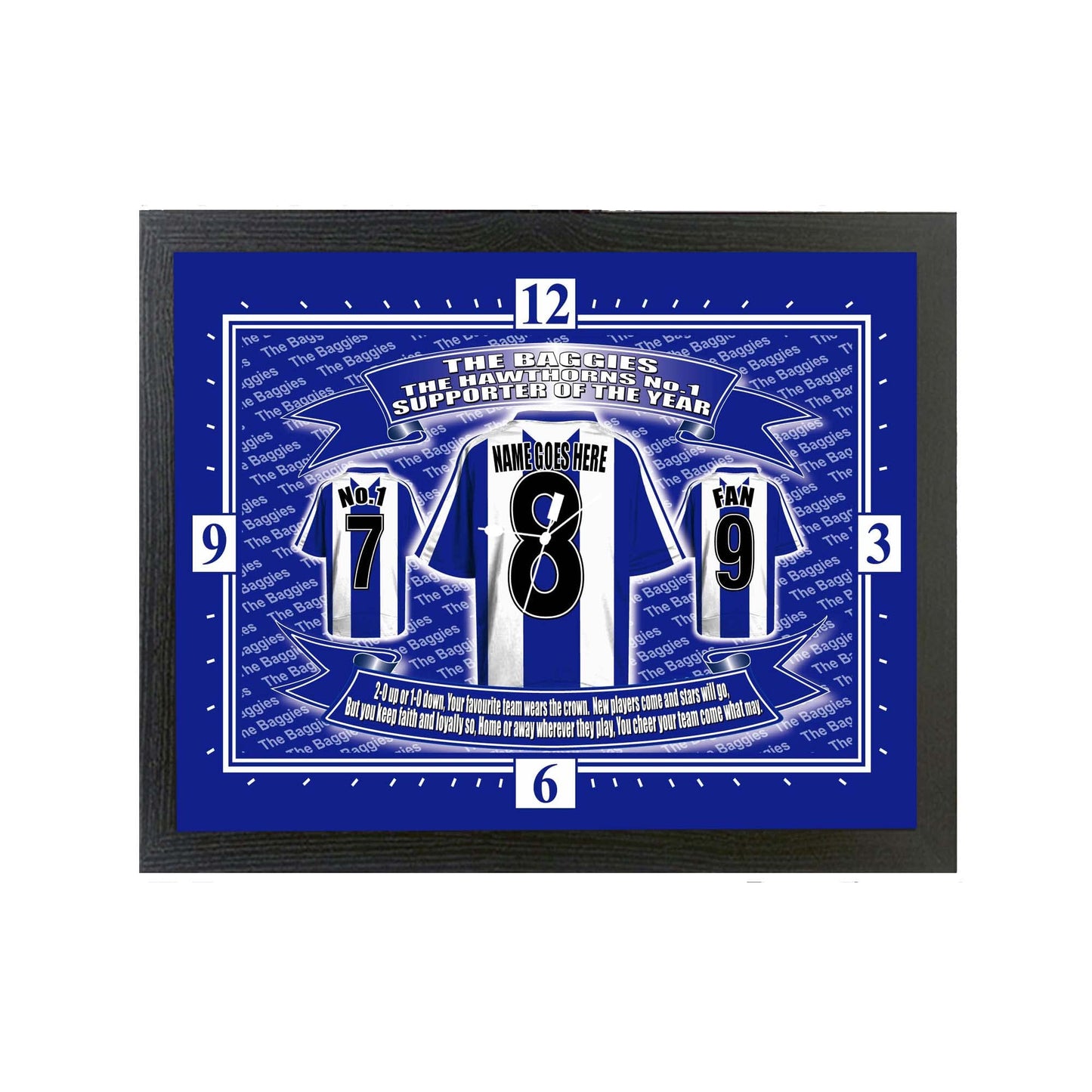 West Brom Football Shirt Personalised Clock Gift Present