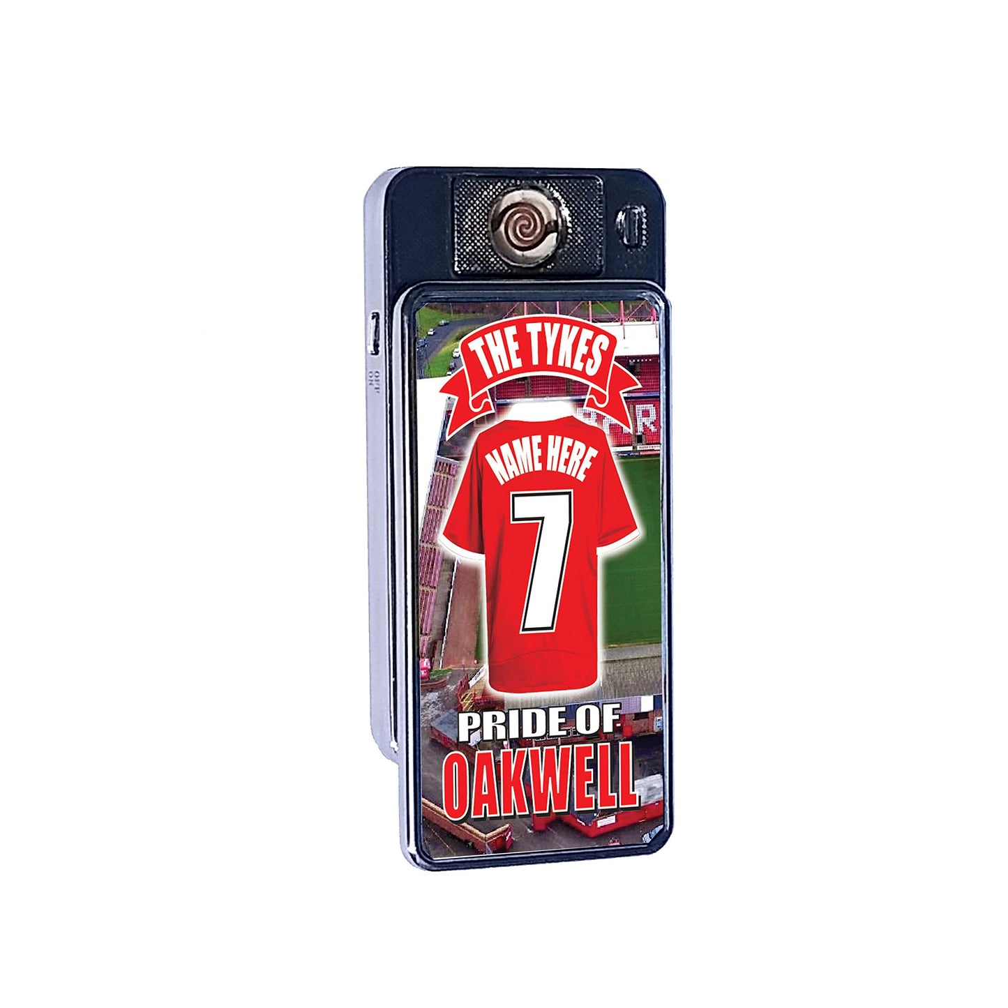 Barnsley The Tykes Personalised Football Shirt Rechargeable Gift Boxed Silver Metal USB Lighter