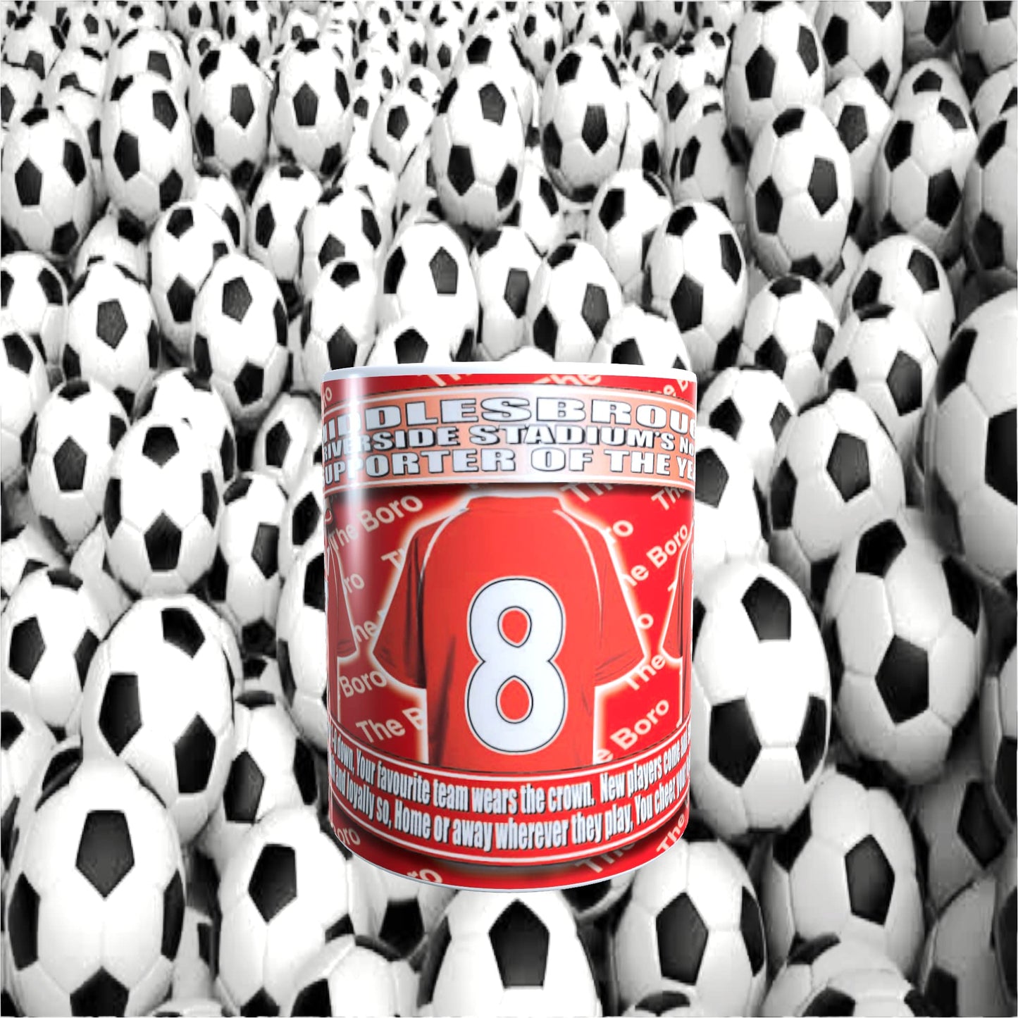 Middlesbrough Football Team Shirt Mug Gift with Chocolate Footballs
