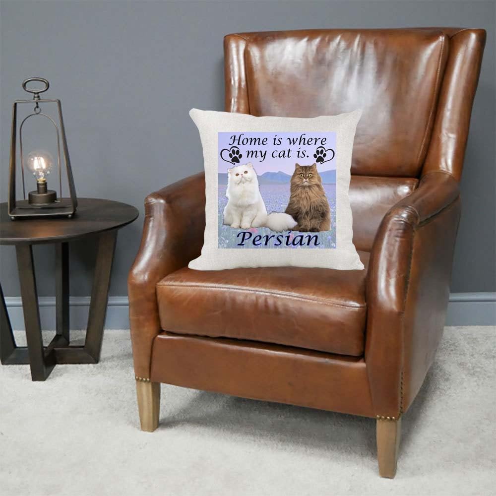 Persian Breed Home is Where My Cat is Kitten Slave Owner Country Canvas Style Cushion Cover Gift