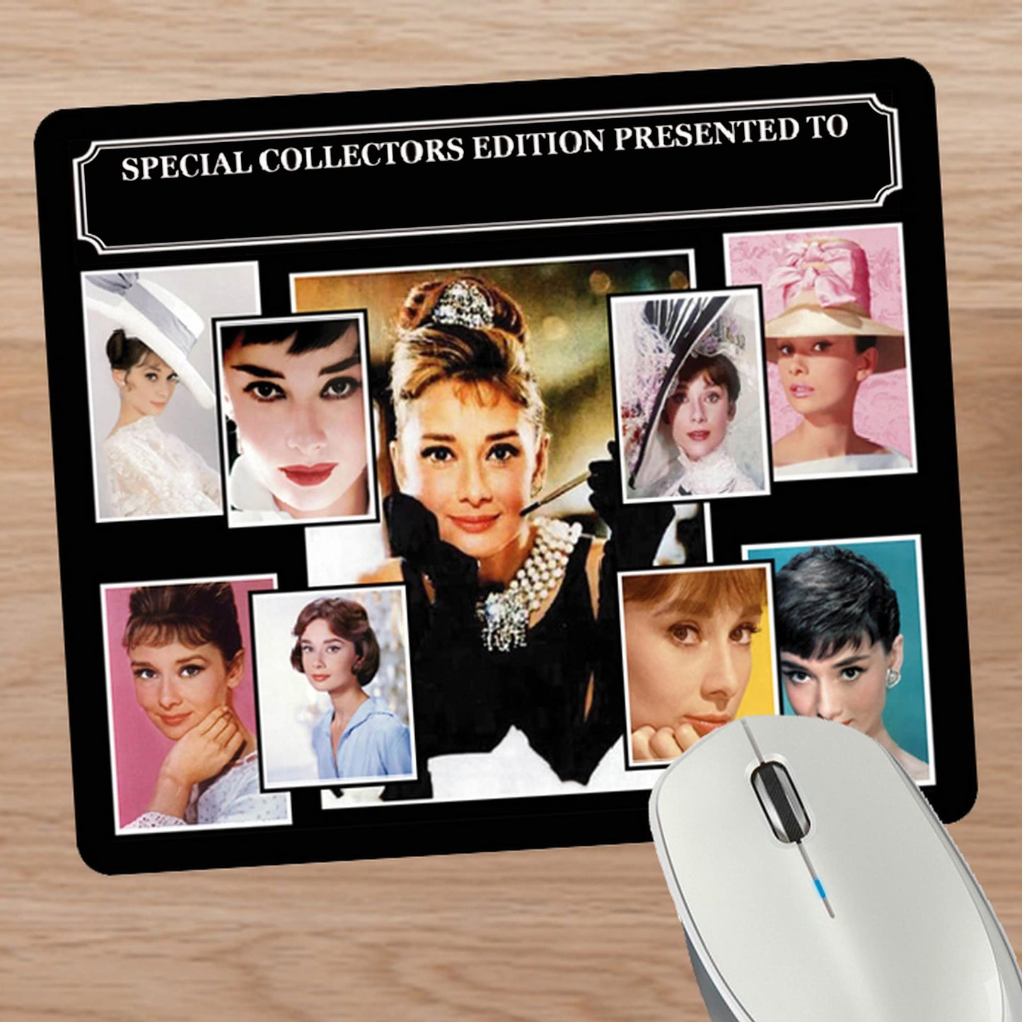 Hepburn Celebrity Icon Personalised Mouse Mat Gift Movie Star*Audrey