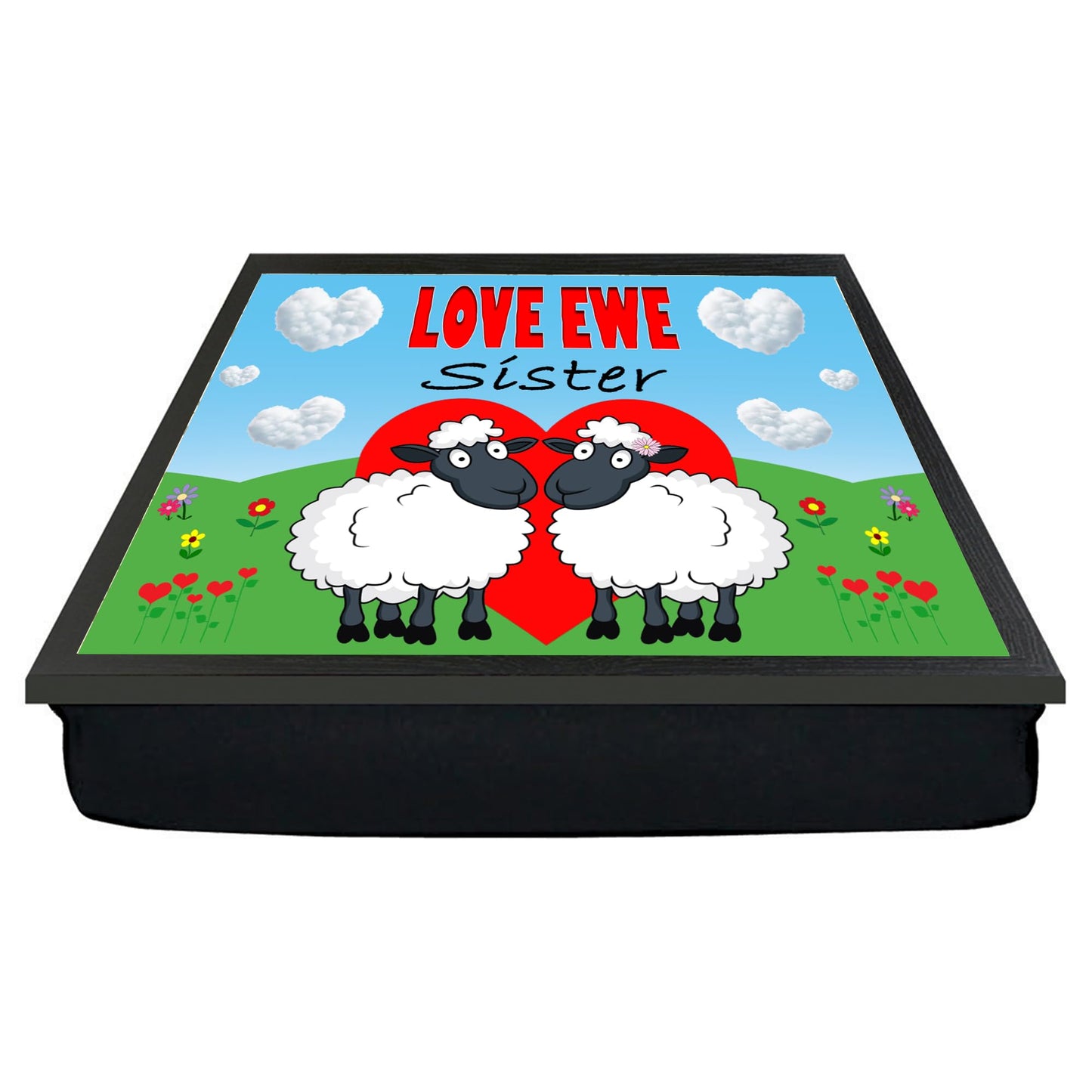 Love Ewe Sister Male and Female Cute Sheep Cushioned Lap Tray Gift Present