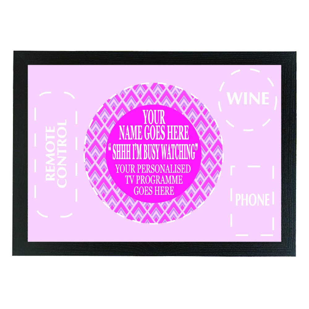 Shhh! I'm watching personalised TV gift wine female/male lap tray (PINK)