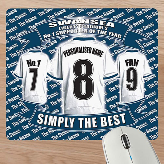 Swansea Football Shirt Personalised Mouse Mat Gift