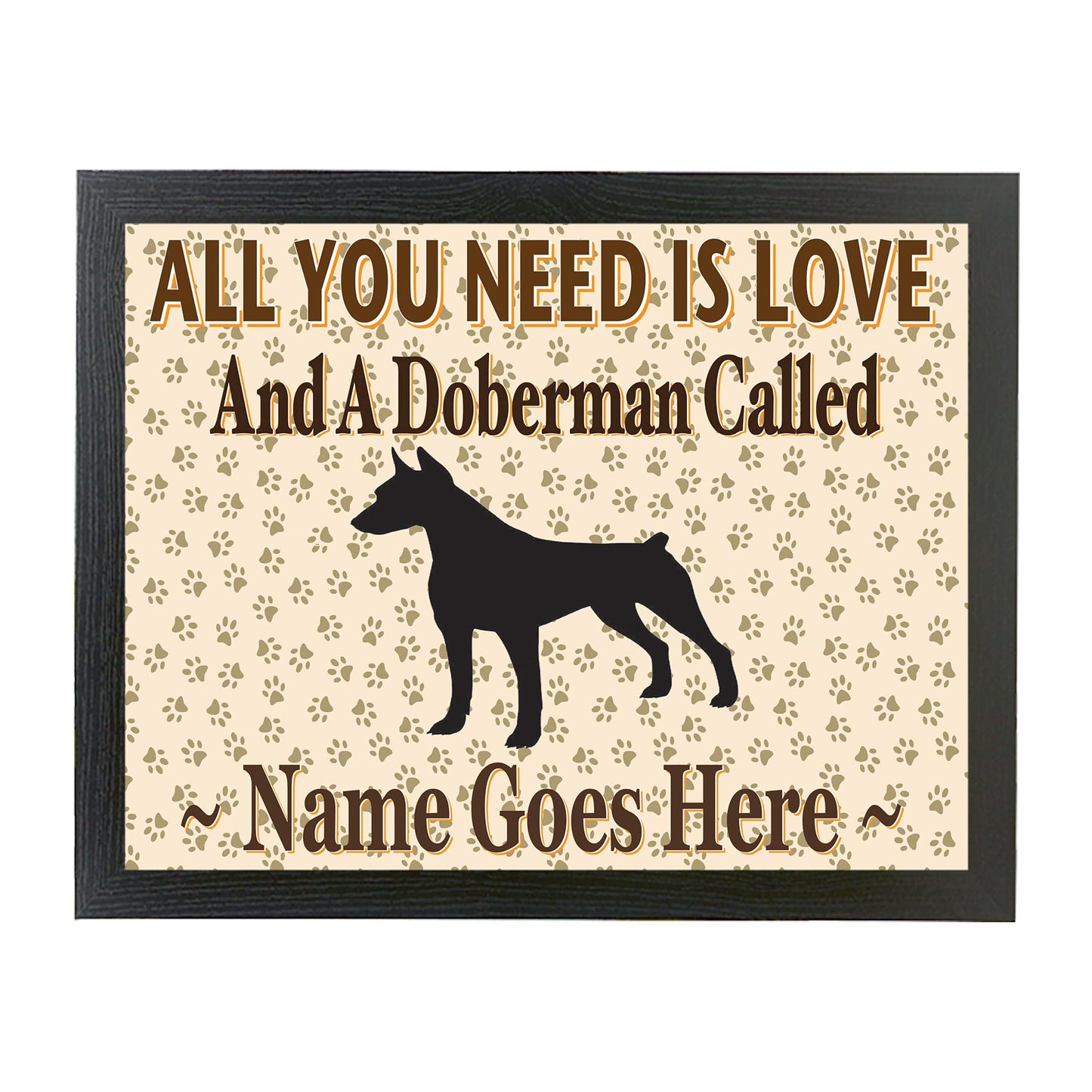 All You Need Is Love Doberman Personalised Dog Breed Cushion Lap Tray Bean Bag Gift