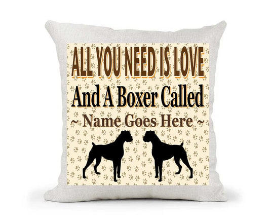 All You Need Is Love And A Boxer Personalised Country Canvas Style Cushion Cover Gift