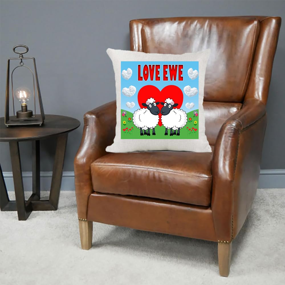 Love Ewe Two Female Sheep Cute Country Canvas Style Cushion Cover Gift