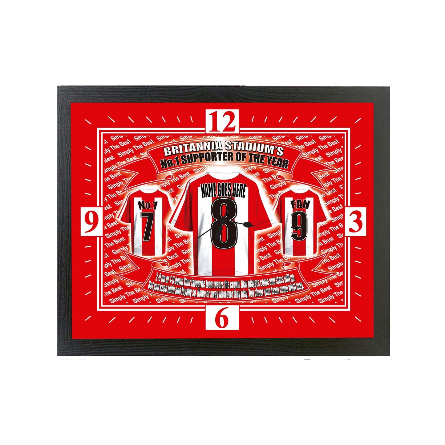 Stoke Football Shirt Personalised Clock Gift Present