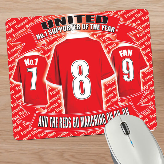 Manchester Reds Football Shirt Mouse Mat Gift
