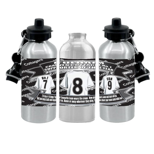 Fulham Football Shirt Silver Aluminium Two Lid Unisex Water Bottle Gift